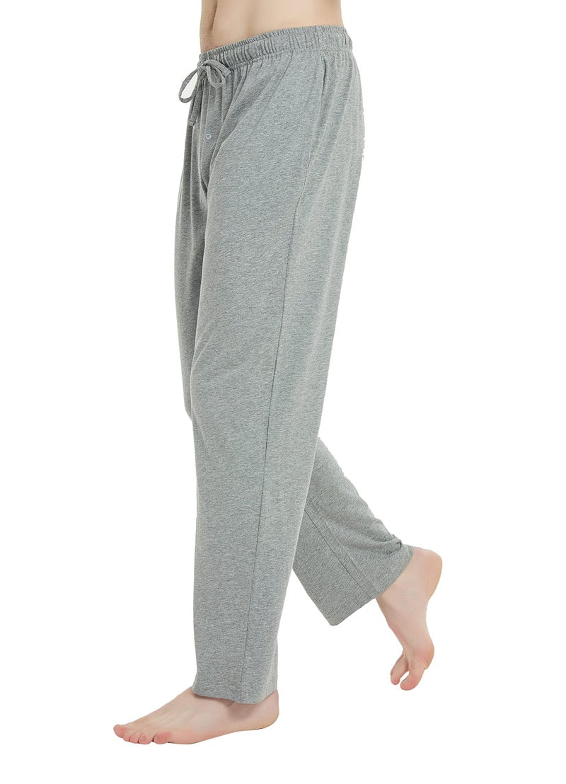 U2SKIIN Mens 100% Cotton Pajama Pants, Lightweight Soft Lounge Pant with Pockets Sleep Pj Bottoms for Men(Light Grey Mel, M) - Image 4